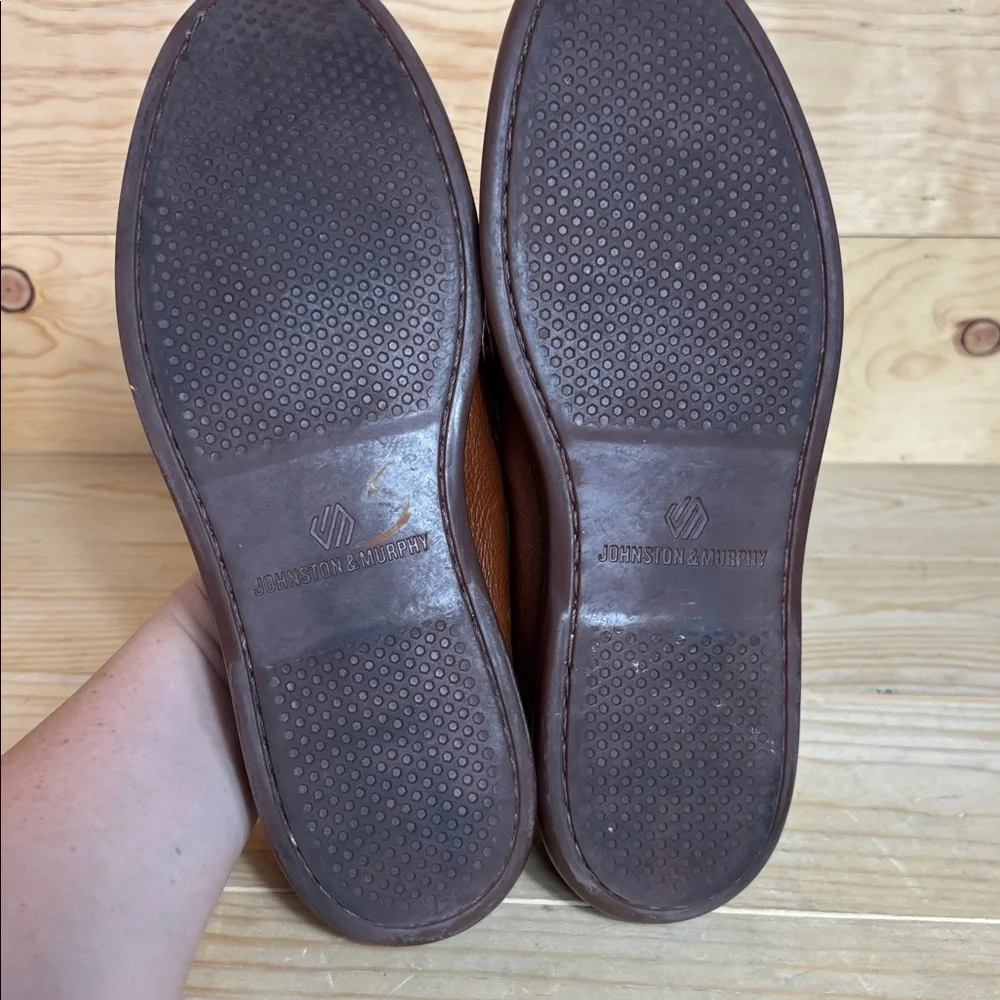 Johnston & Murphy Rich Brown sheepskin Leather Slip-Ons‎ size 9 1/2